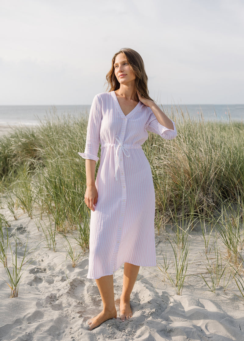 The Cotton Gauze Maxi Dress - Striped  - Discontinued Style