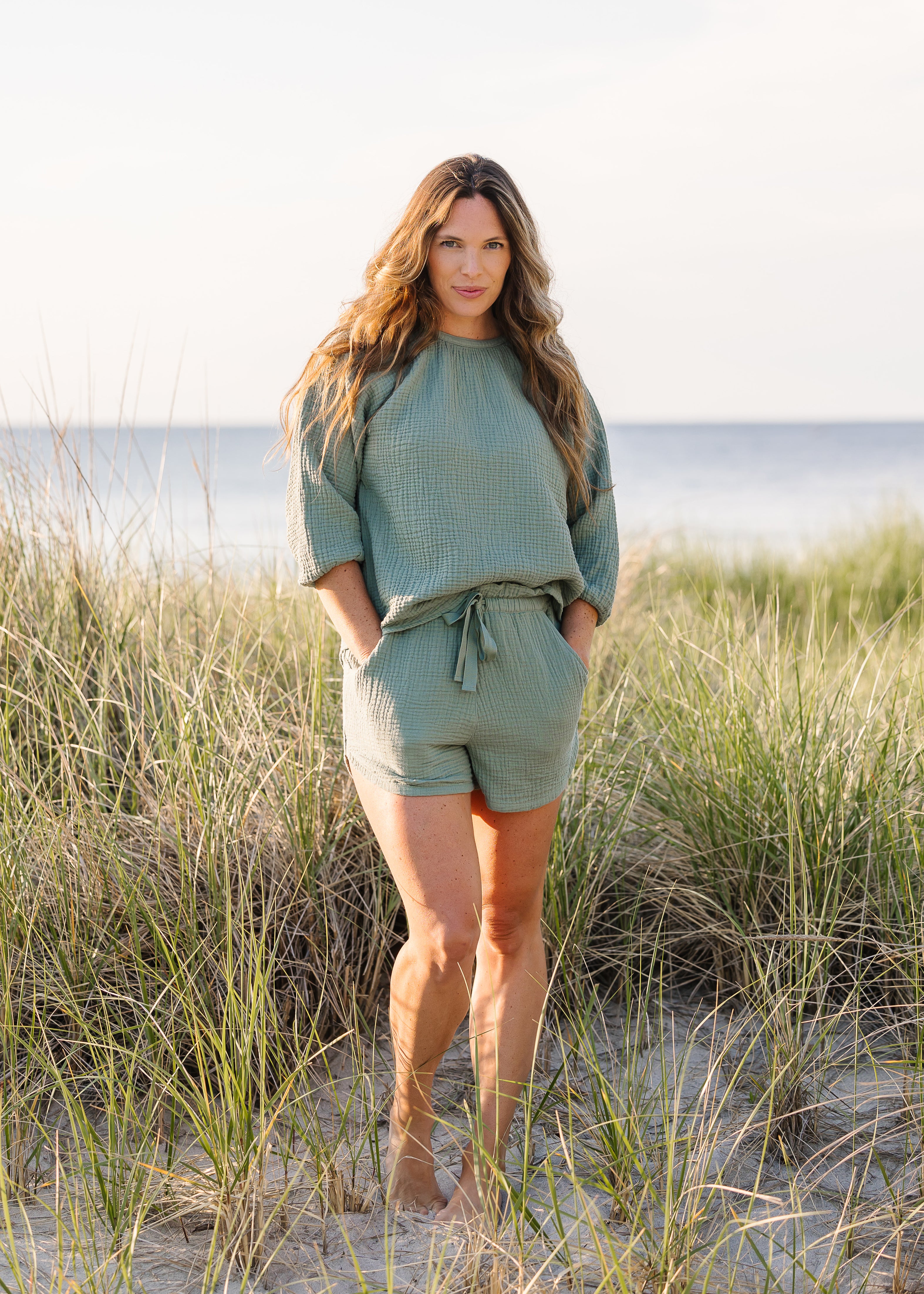 The Organic Cotton Gauze Puff Sleeve Top - Triple Gauze - Sale