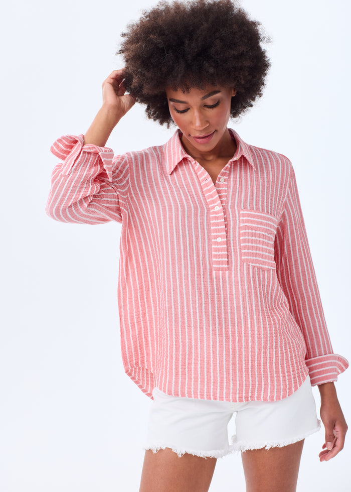 The Striped Organic Cotton Cloud Top - Double Gauze
