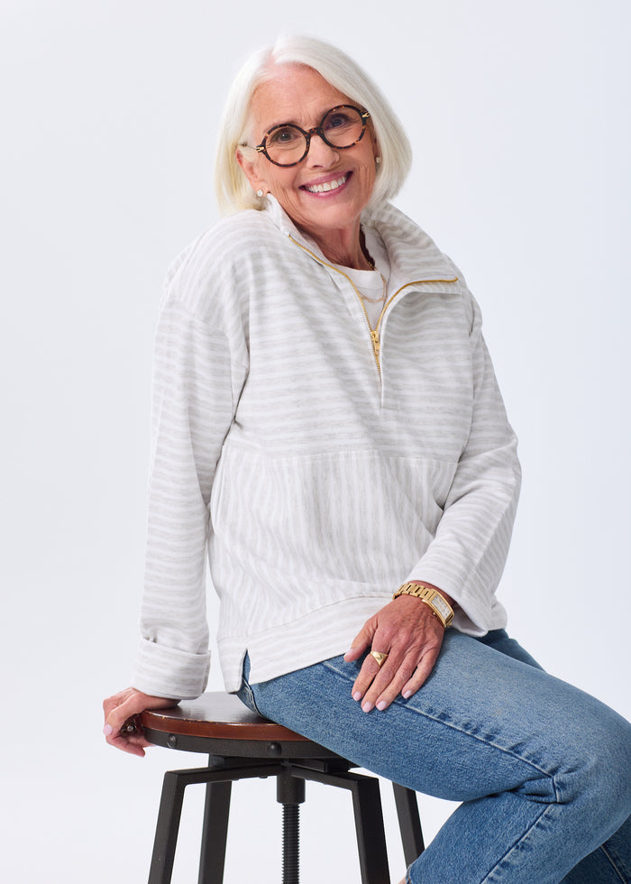 The Zip-Up Sweatshirt - Striped