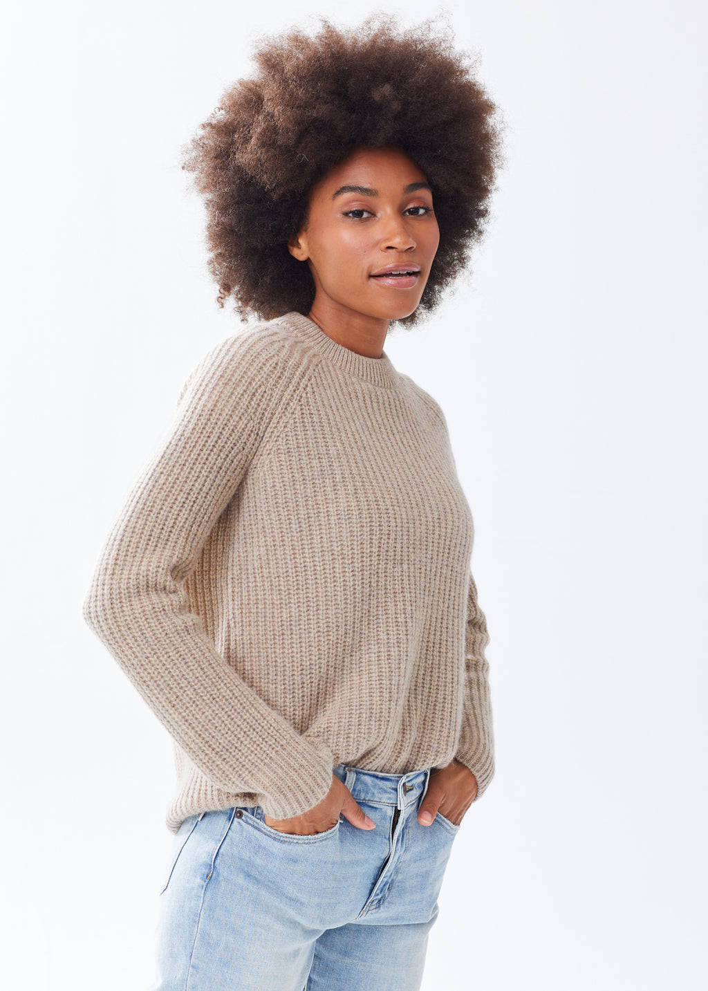 Women's Baby Alpaca Textured Raglan Sweater – Alice