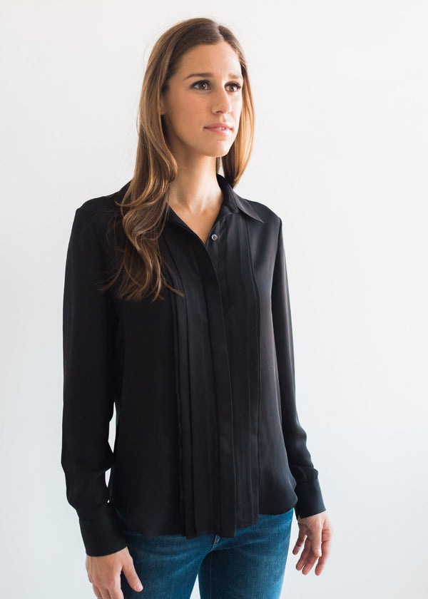 The Silk Pintuck Blouse - Discontinued Item (XS)