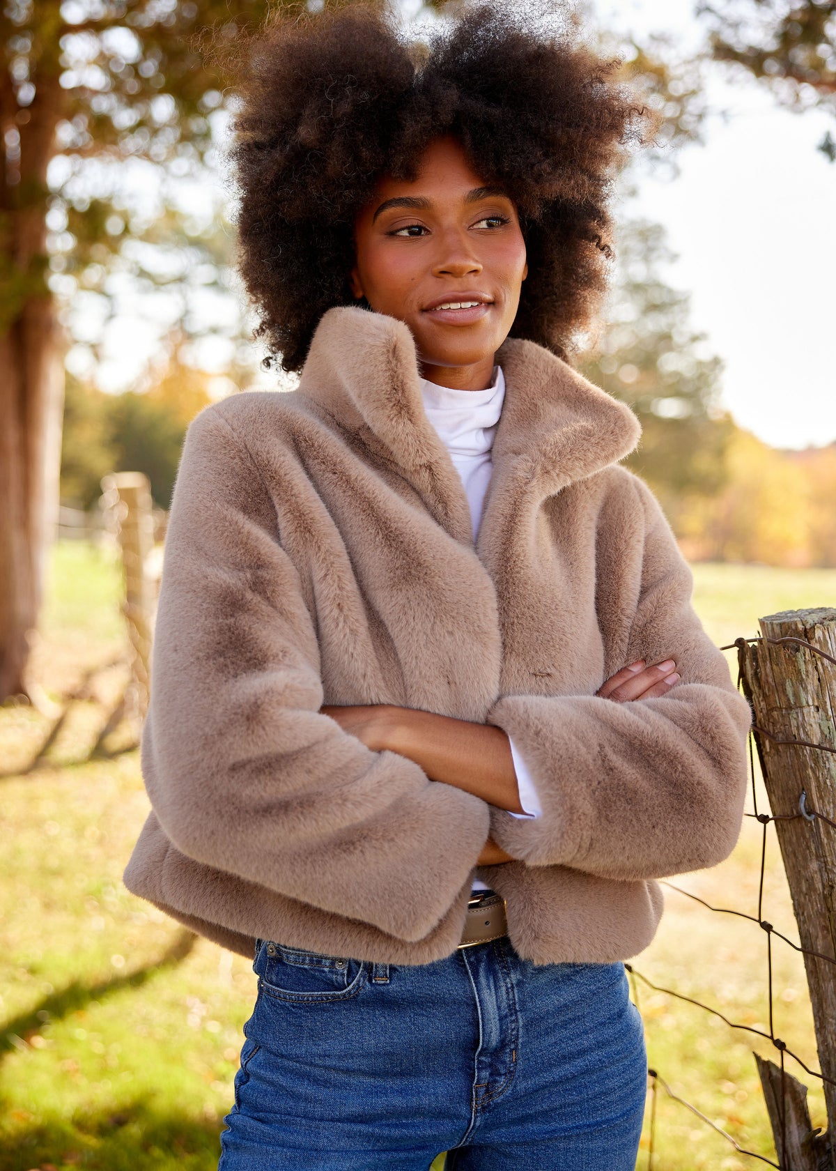 Women's Cropped Faux Fur Jacket – Alice Walk