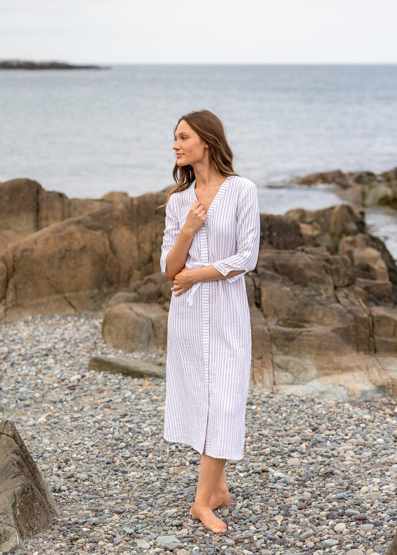 The Cotton Gauze Maxi Dress - Striped  - Discontinued Style