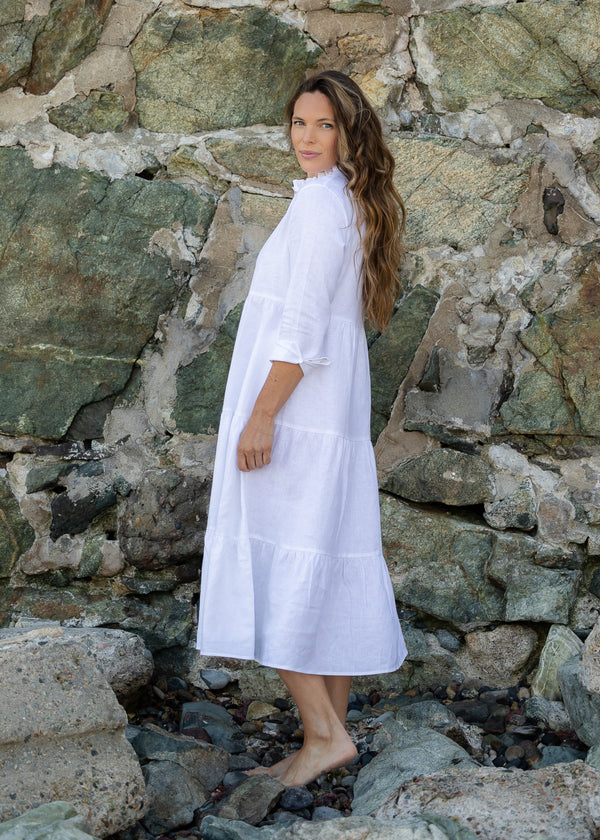 The Linen Tiered Midi Dress