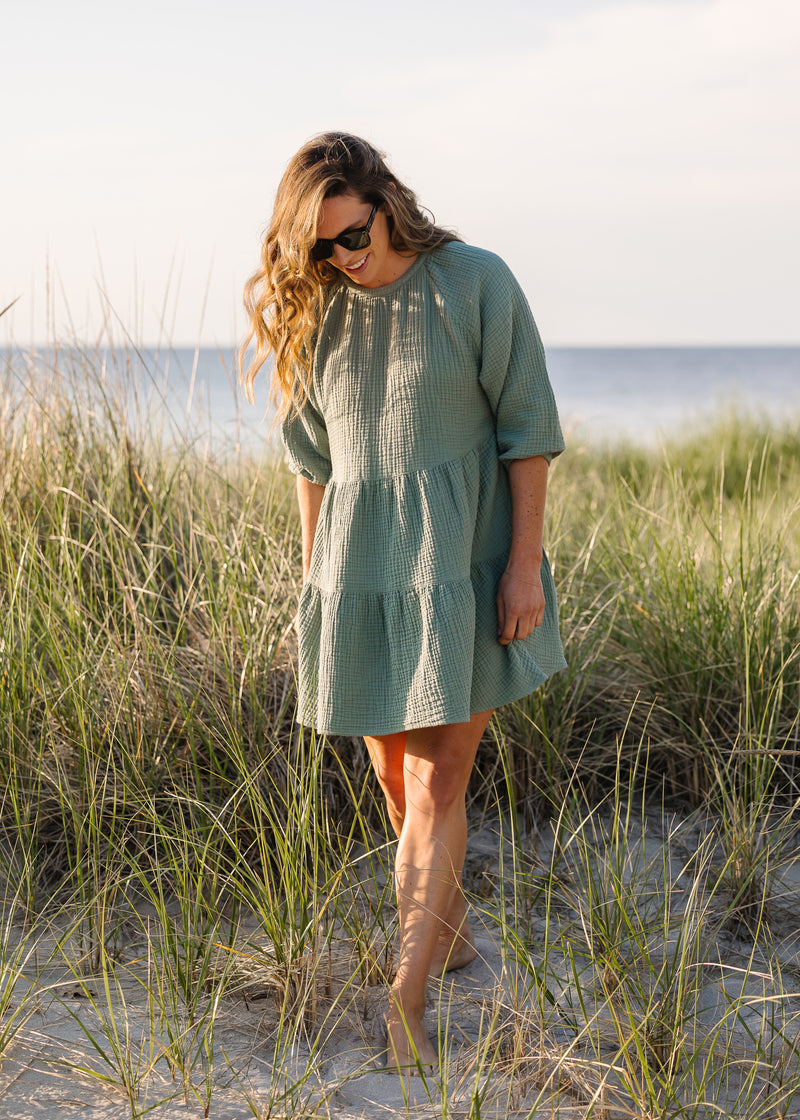 The Organic Cotton Gauze Puff Sleeve Dress - Triple Gauze