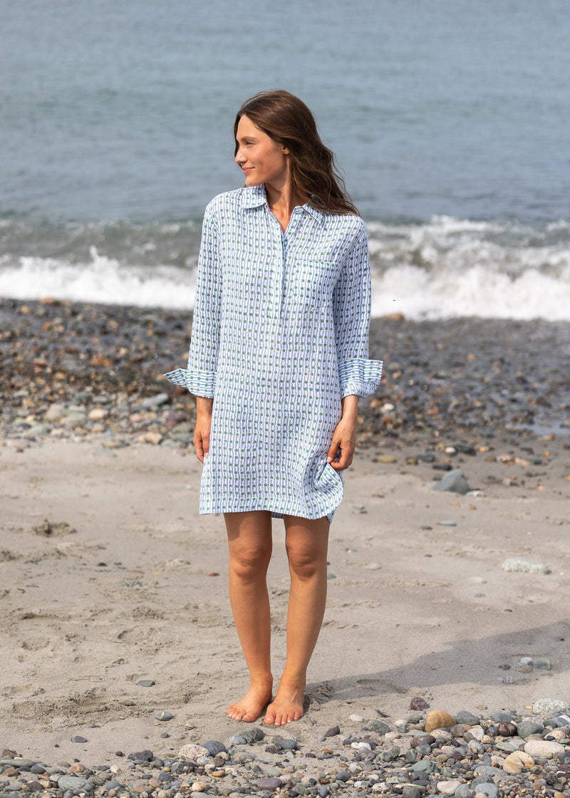 The Linen Shirt Dress - Block Print