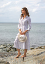 The Linen Tiered Midi Dress - Block Print - Discontinued Style