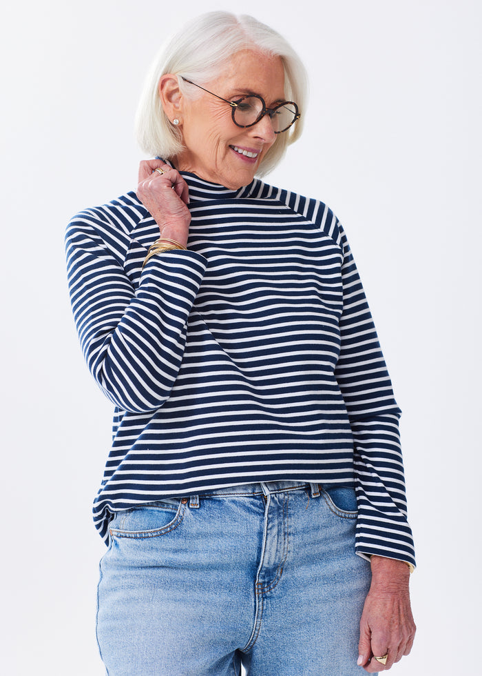 The Mock Neck Sweatshirt - Striped - Discontinued Color