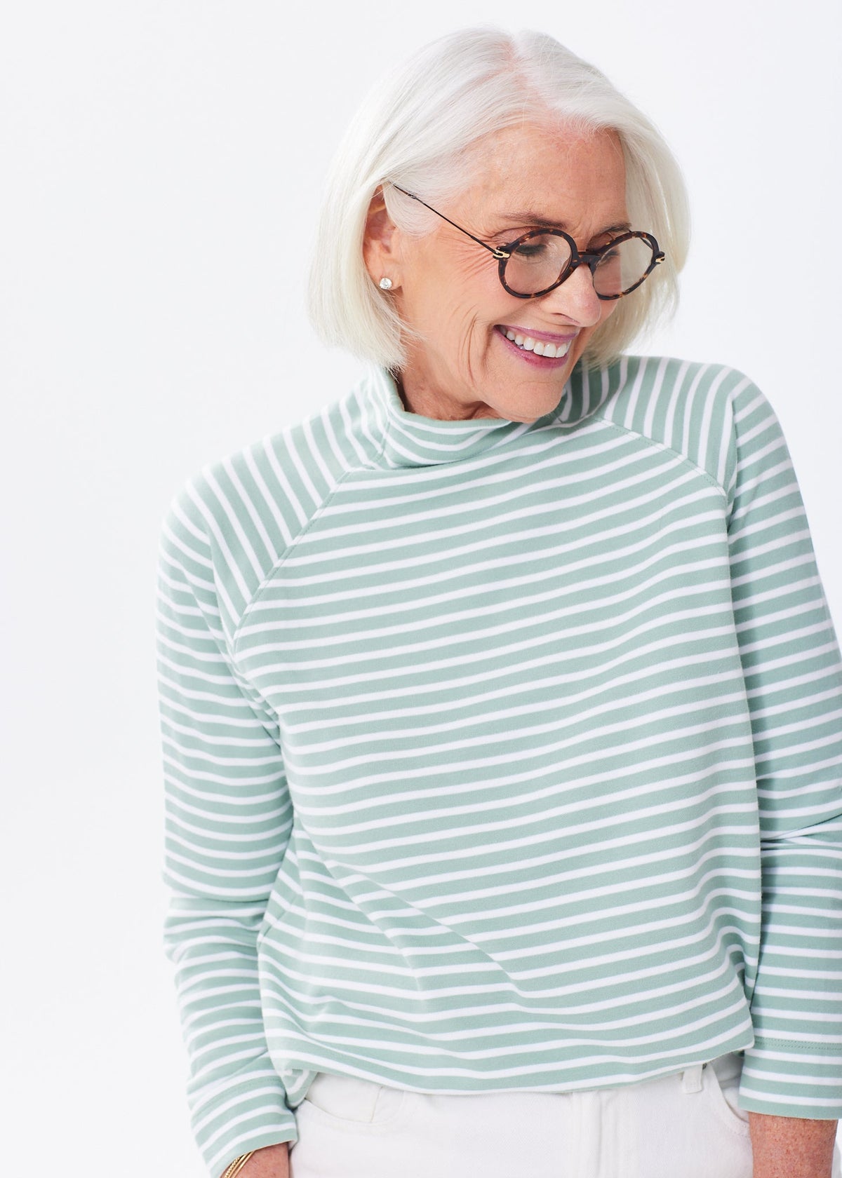 The Mock Neck Sweatshirt - Striped - Discontinued Color