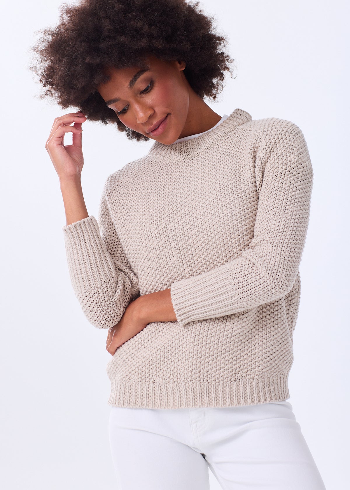 Women's Fisherman Crewneck Cotton Sweater – Alice Walk