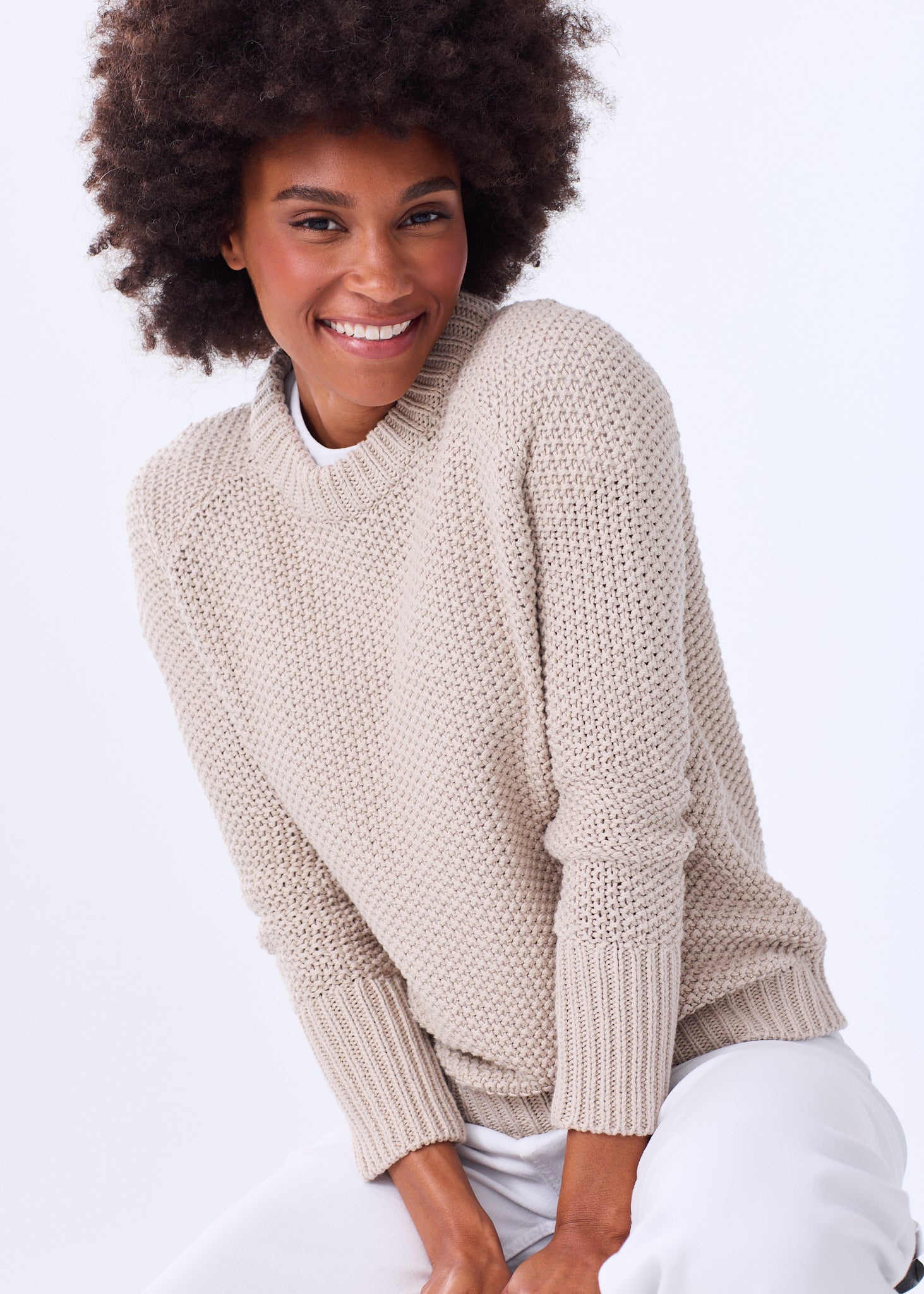 Women's Fisherman Crewneck Cotton Sweater – Alice Walk