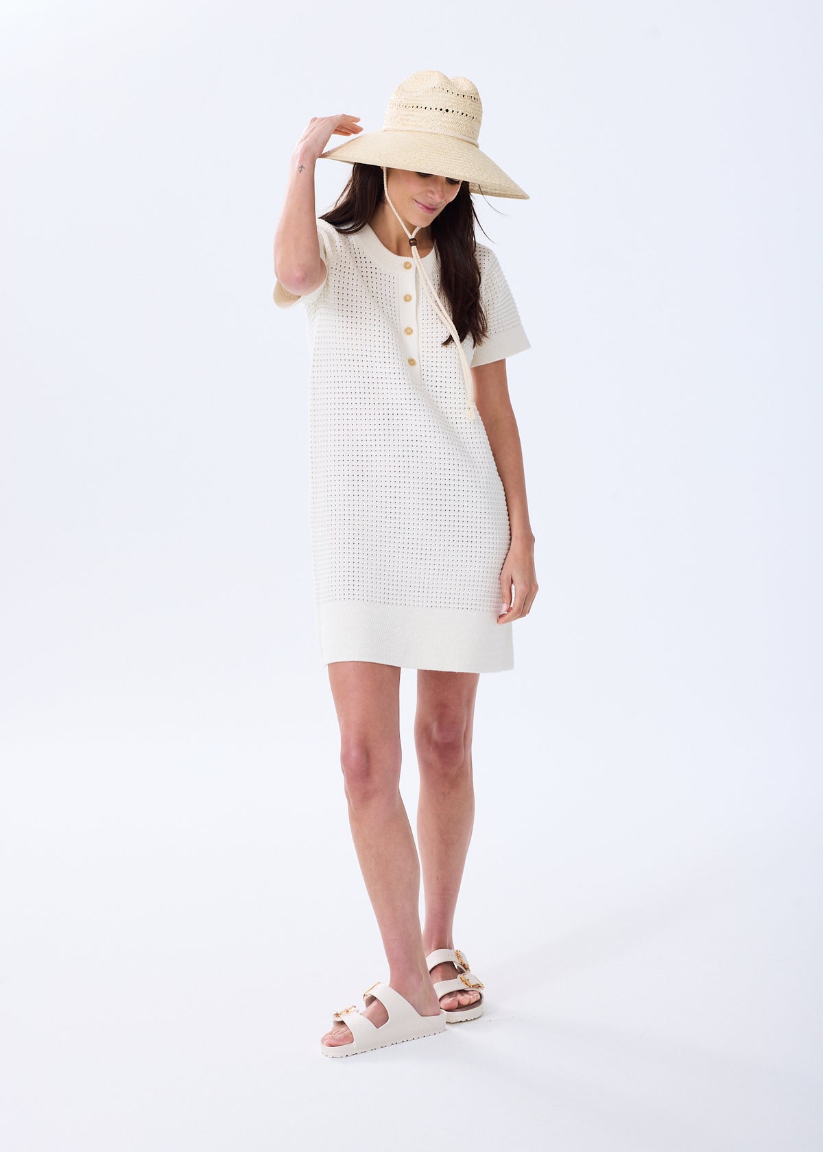 cotton henley dress Merino-Cotton Henley Sweater Maxi Dress