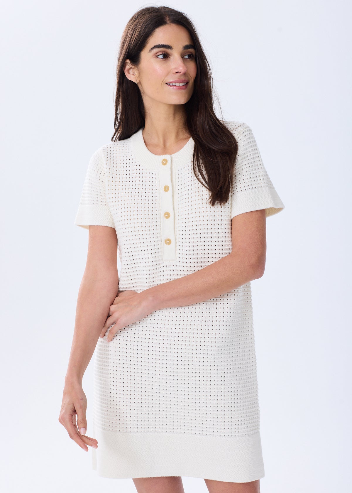 The Cotton Crochet Henley Dress