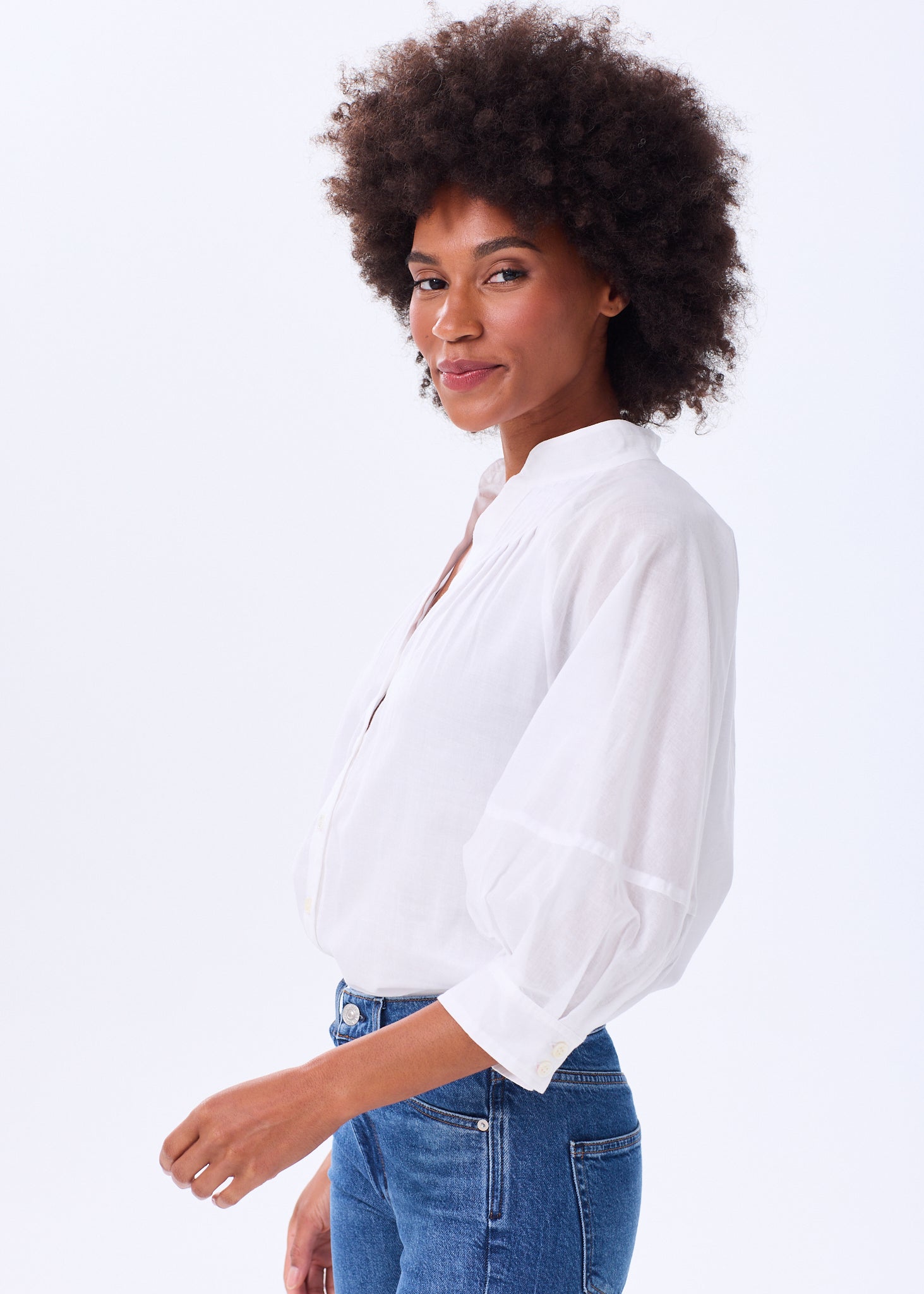 The Balloon Sleeve Organza Cotton Button Down – Alice Walk