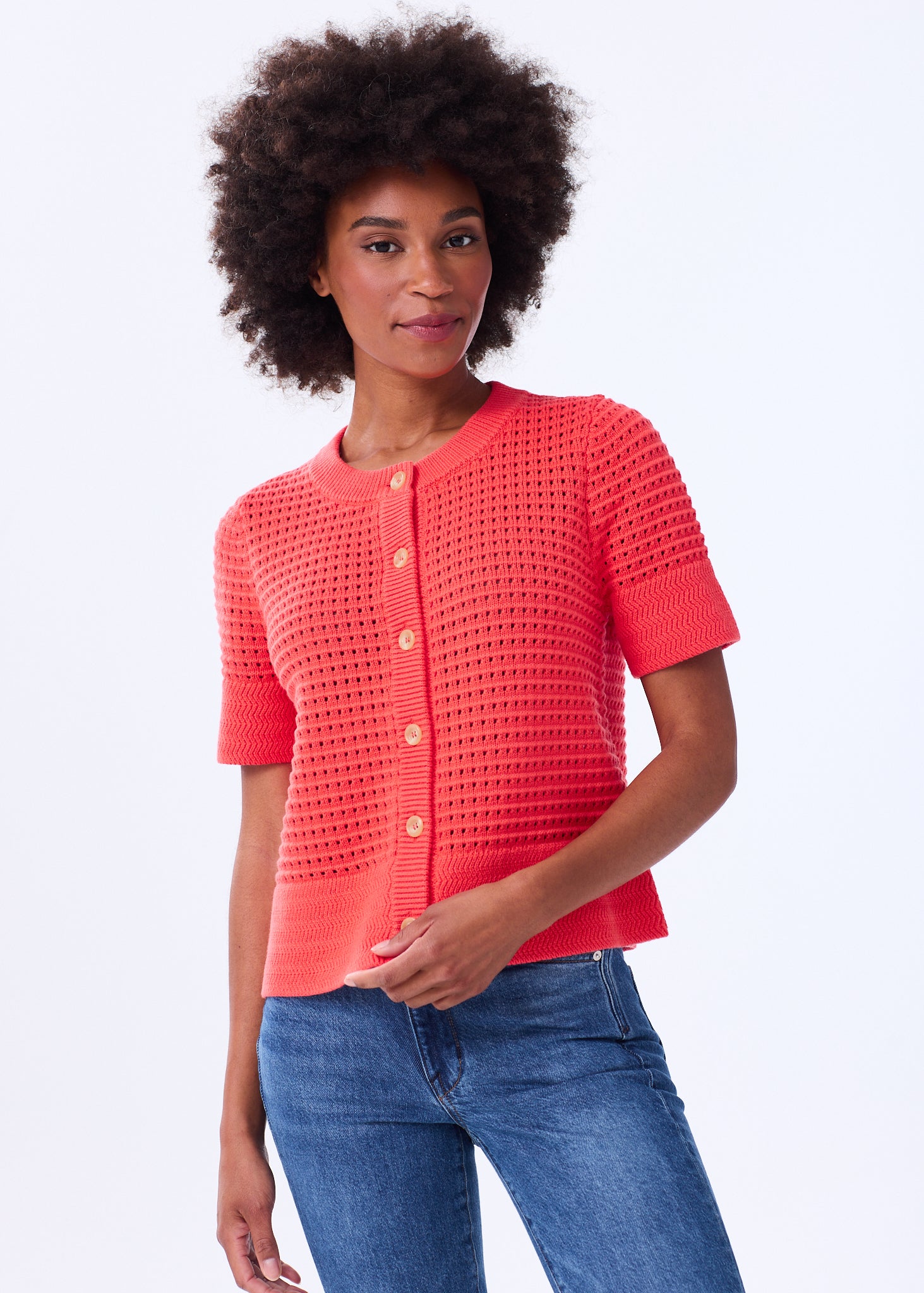 The Short Sleeve Cotton Crochet Cardigan – Alice Walk