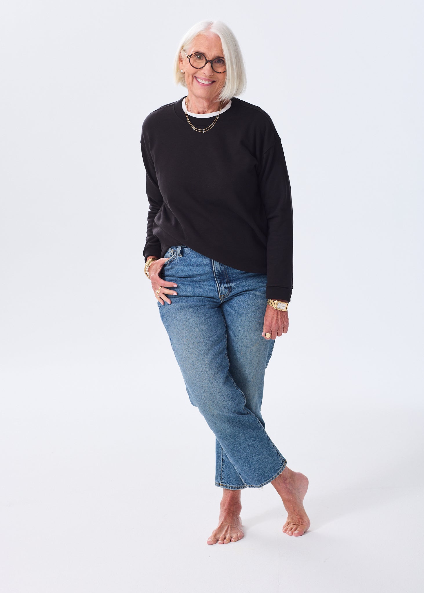 トップス 60's Campus Acryl sweater Women's Soft Classic Pima and Modal Crewneck Sweatshirt