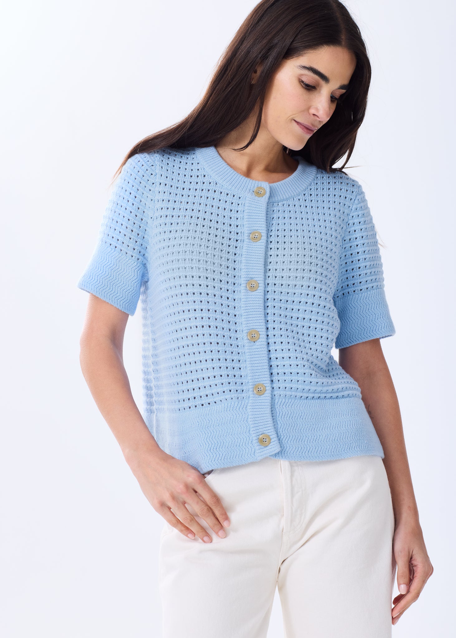 The Short Sleeve Cotton Crochet Cardigan – Alice Walk