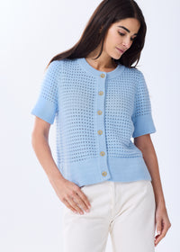 The Short Sleeve Cotton Crochet Cardigan