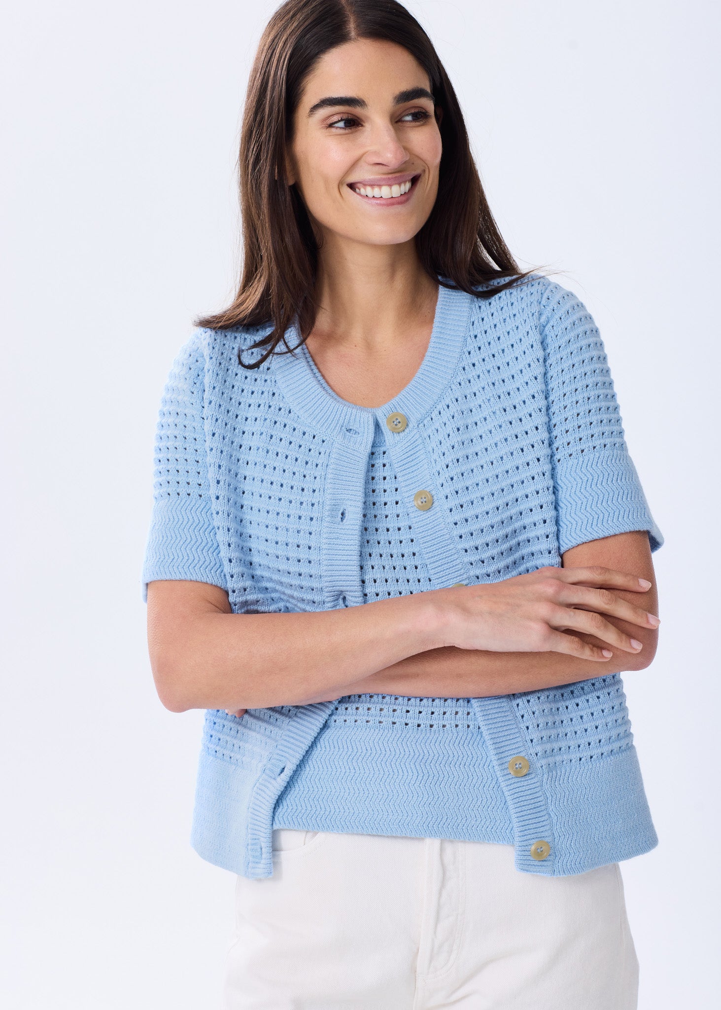 The Short Sleeve Cotton Crochet Cardigan – Alice Walk