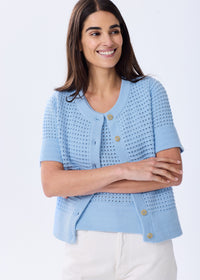 The Short Sleeve Cotton Crochet Cardigan
