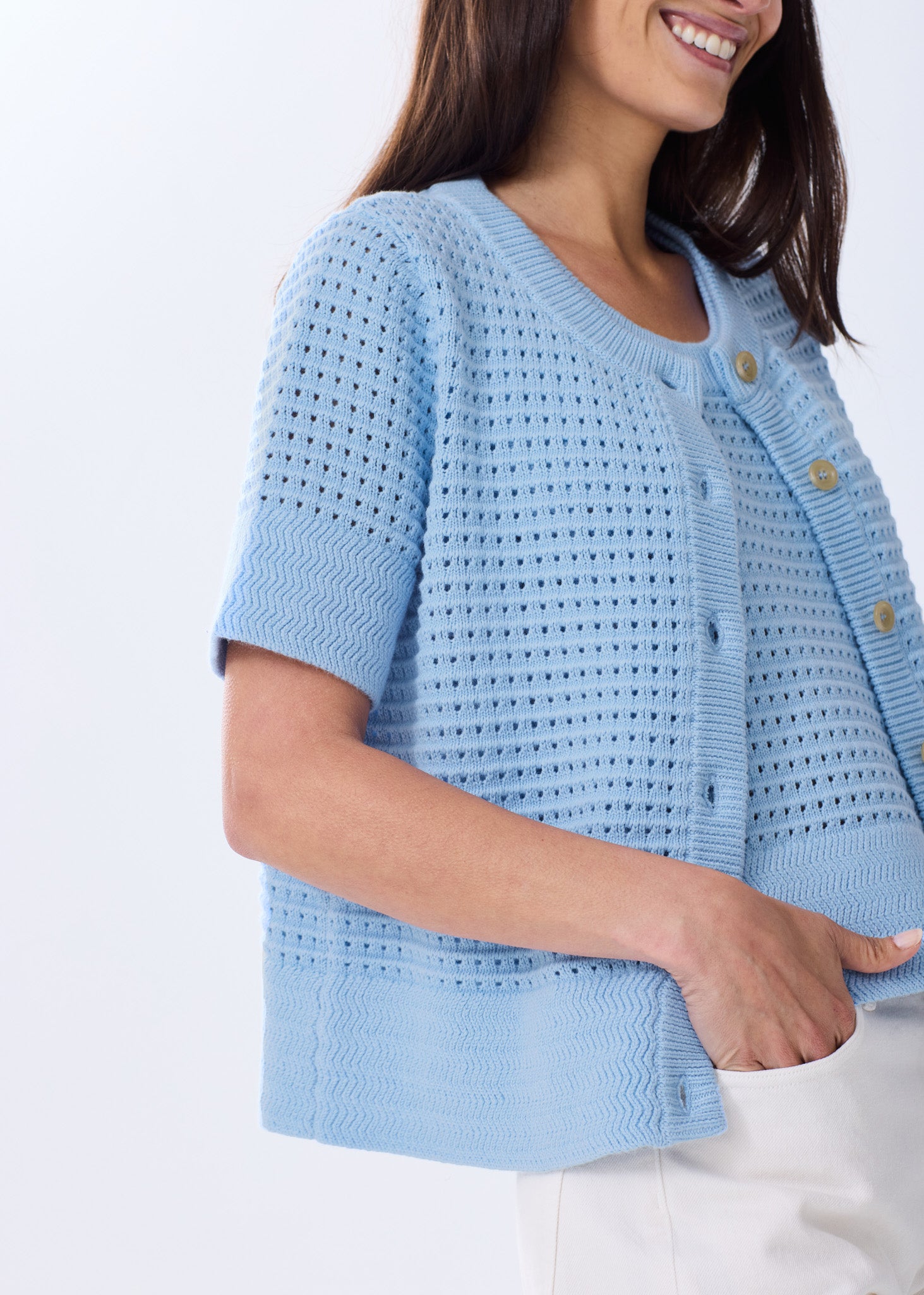 The Short Sleeve Cotton Crochet Cardigan – Alice Walk