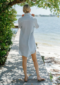 The Organic Cotton Gauze Shirt Dress - Striped - Discontinued Style