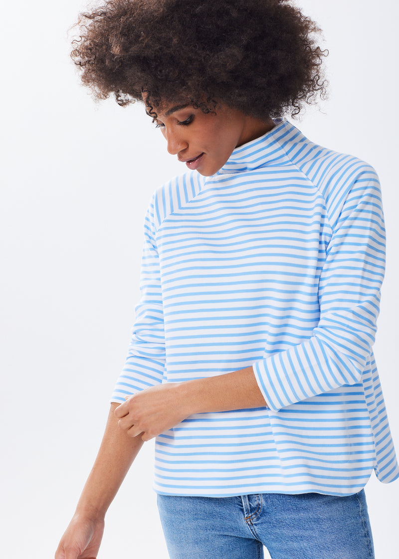 The Mock Neck Sweatshirt - Striped