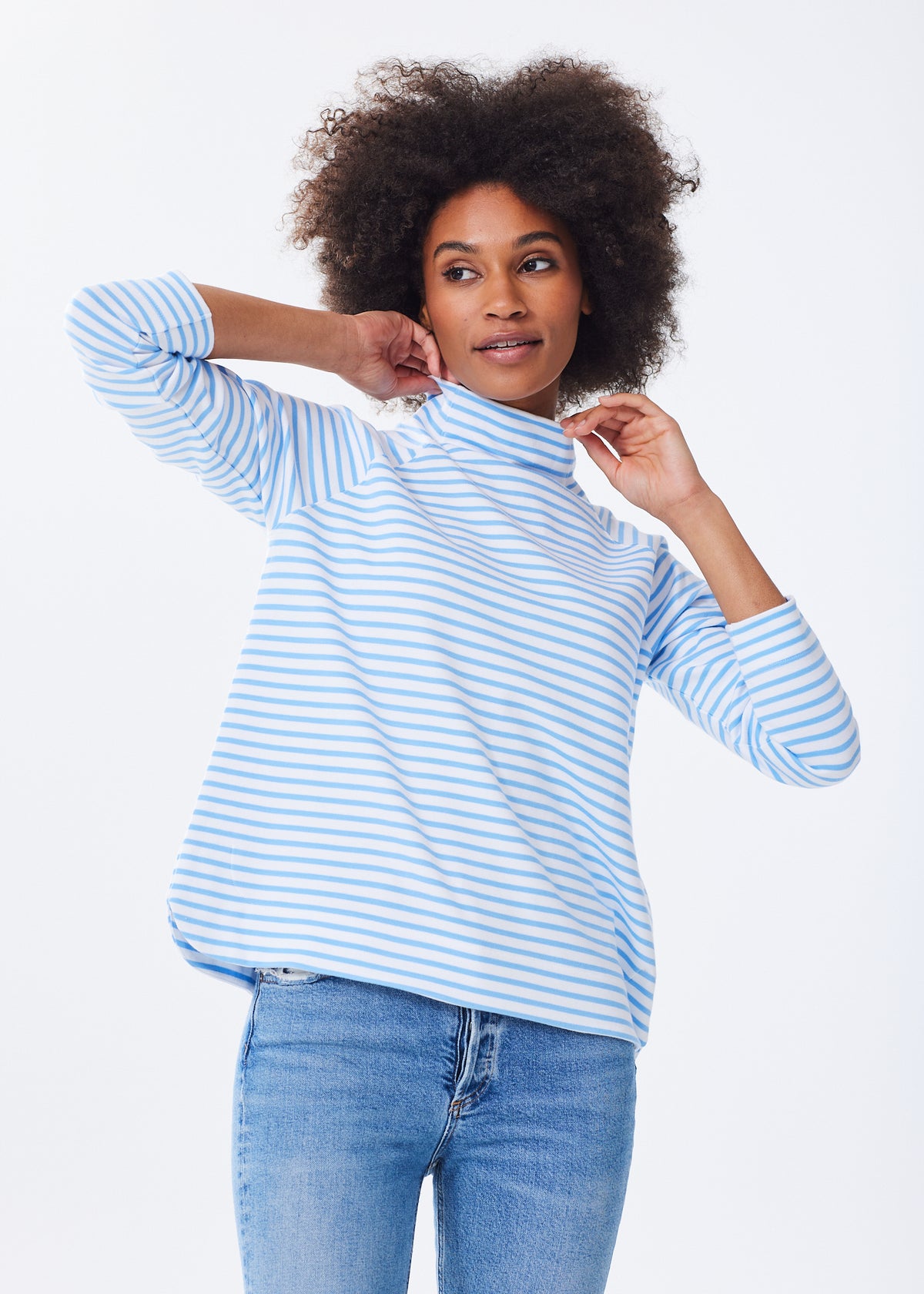 The Mock Neck Sweatshirt - Striped