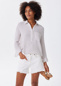 The Striped Organic Cotton Cloud Top - Double Gauze