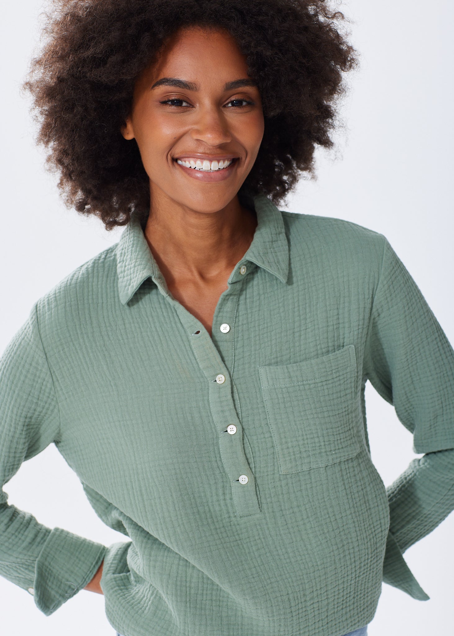 Women's Luxury Triple Gauze Button Down Top - Organic Cotton