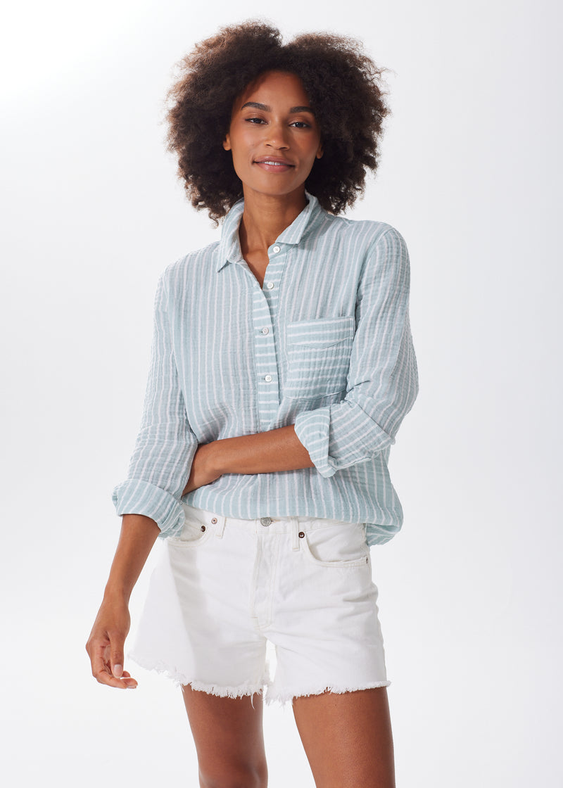 The Striped Organic Cotton Cloud Top - Double Gauze