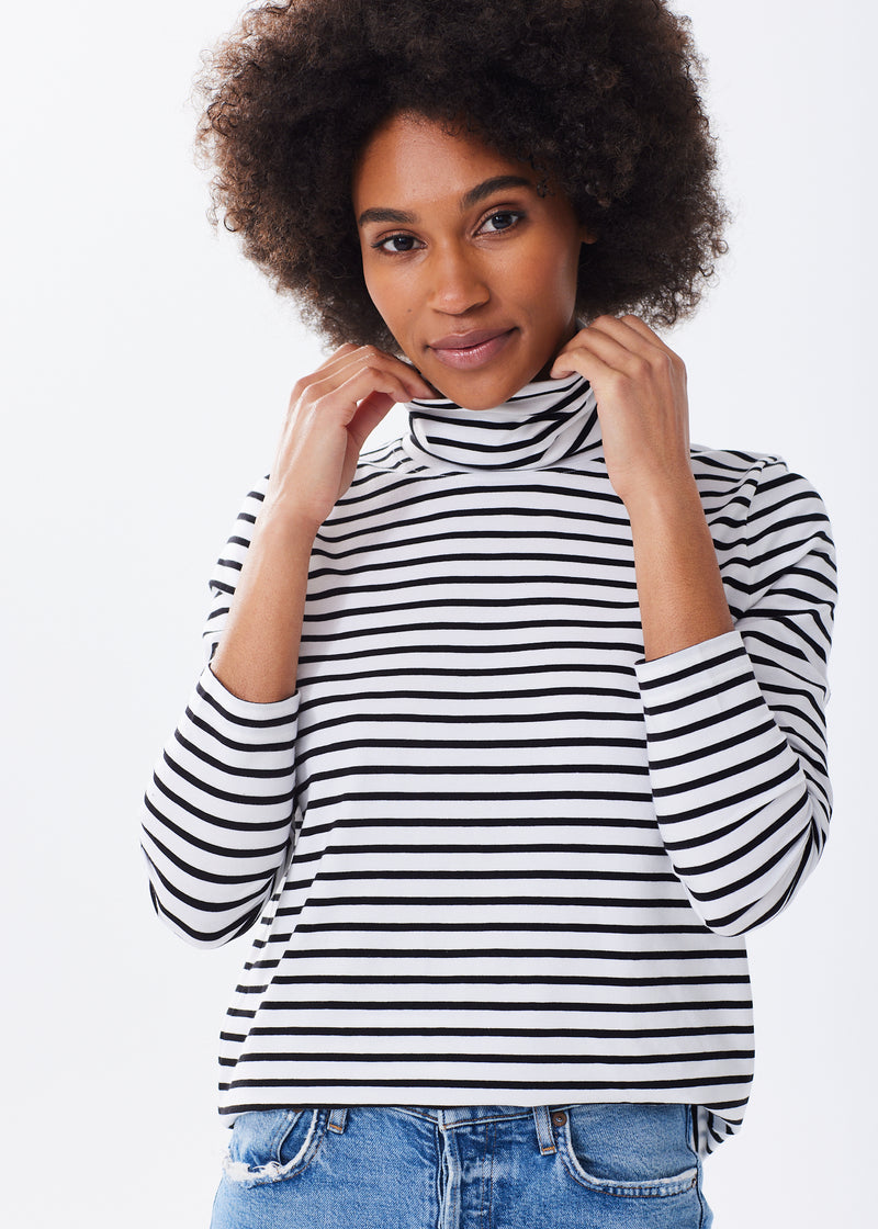 Women's Buttery Soft Striped Turtleneck – Alice Walk