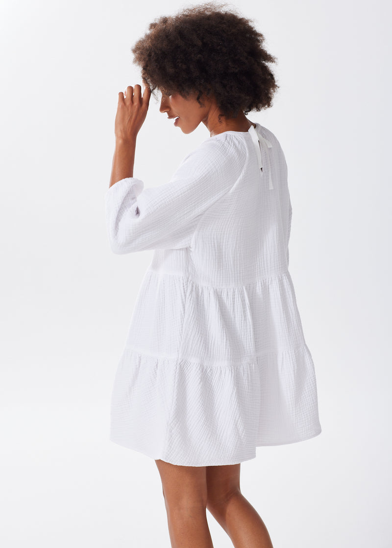 The Organic Cotton Gauze Puff Sleeve Dress - Triple Gauze