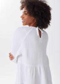 The Organic Cotton Gauze Puff Sleeve Dress - Triple Gauze