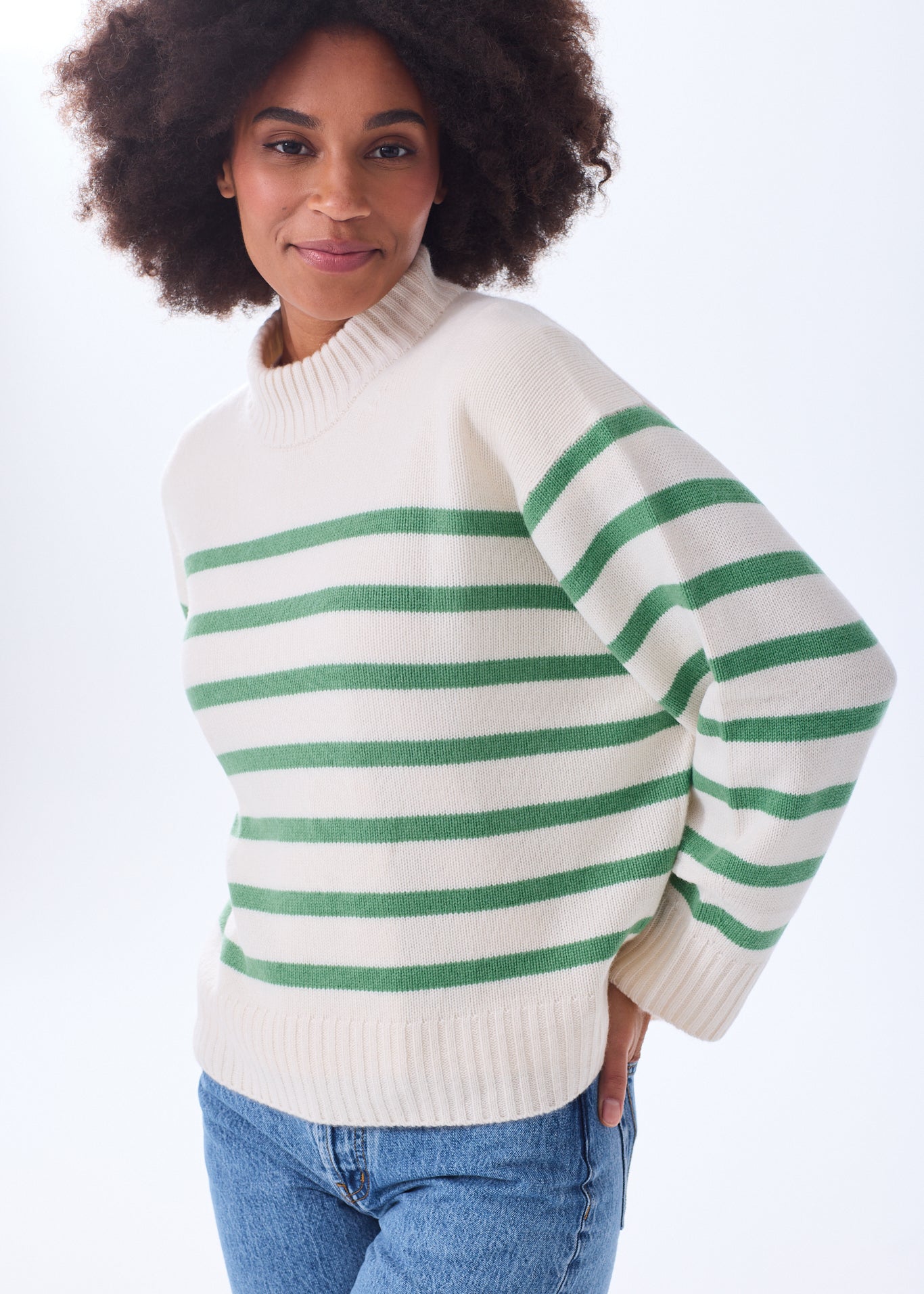 Women's Striped Cashmere Sweater | Thick & Cozy Breton Stripe