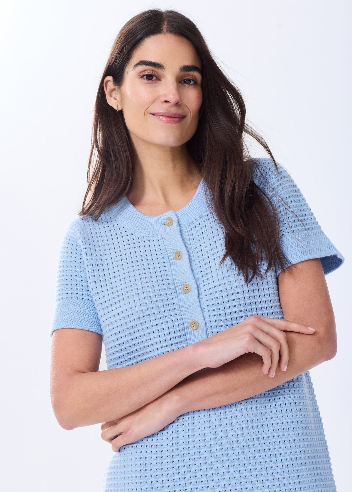 The Short Sleeve Cotton Crochet Cardigan