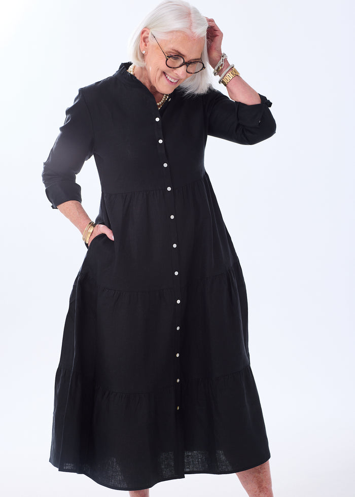The Linen Tiered Midi Dress - Sale