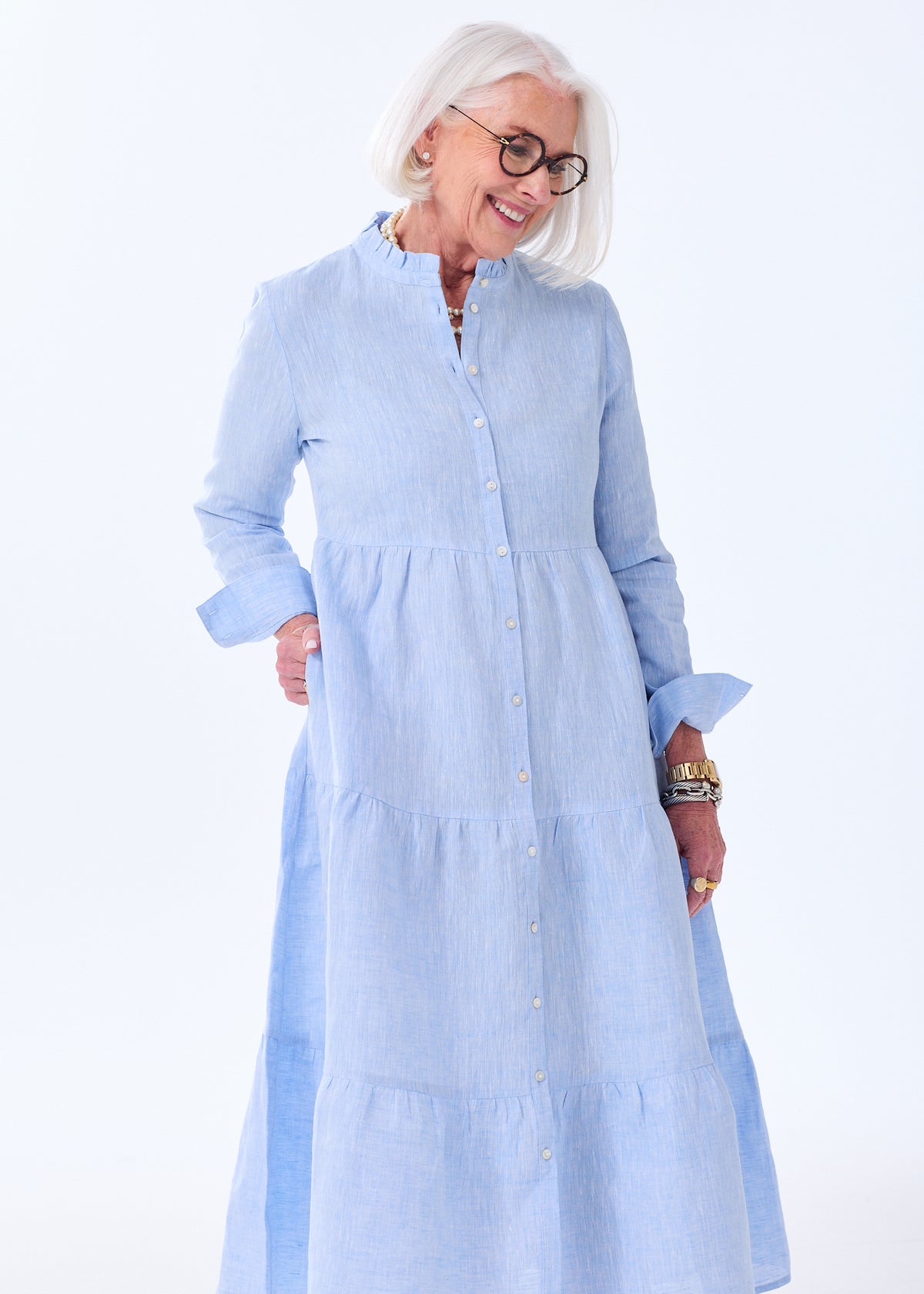 The Linen Tiered Midi Dress