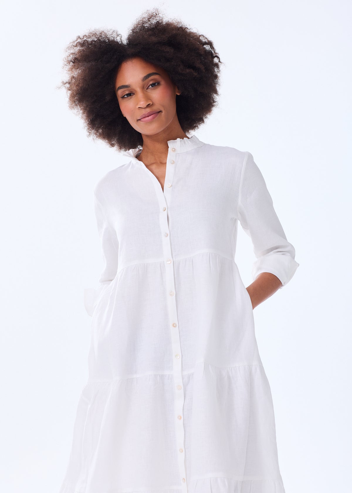 The Linen Tiered Midi Dress