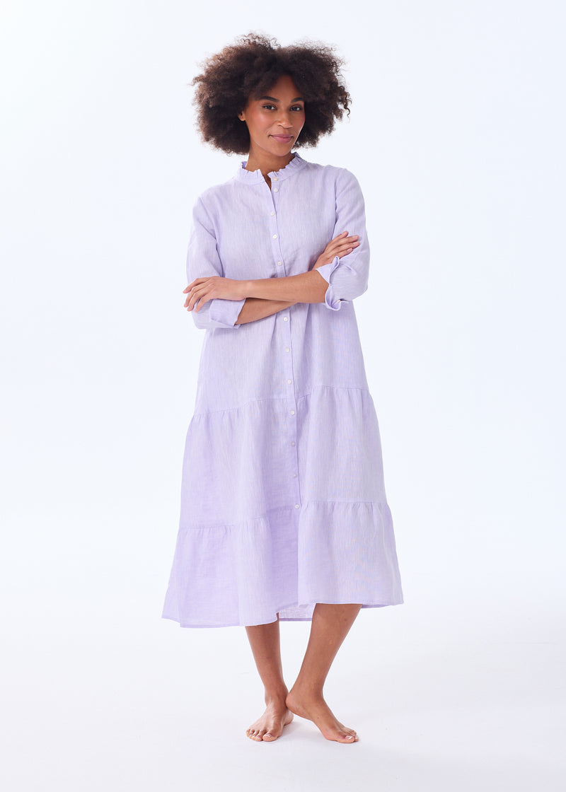 The Linen Tiered Midi Dress