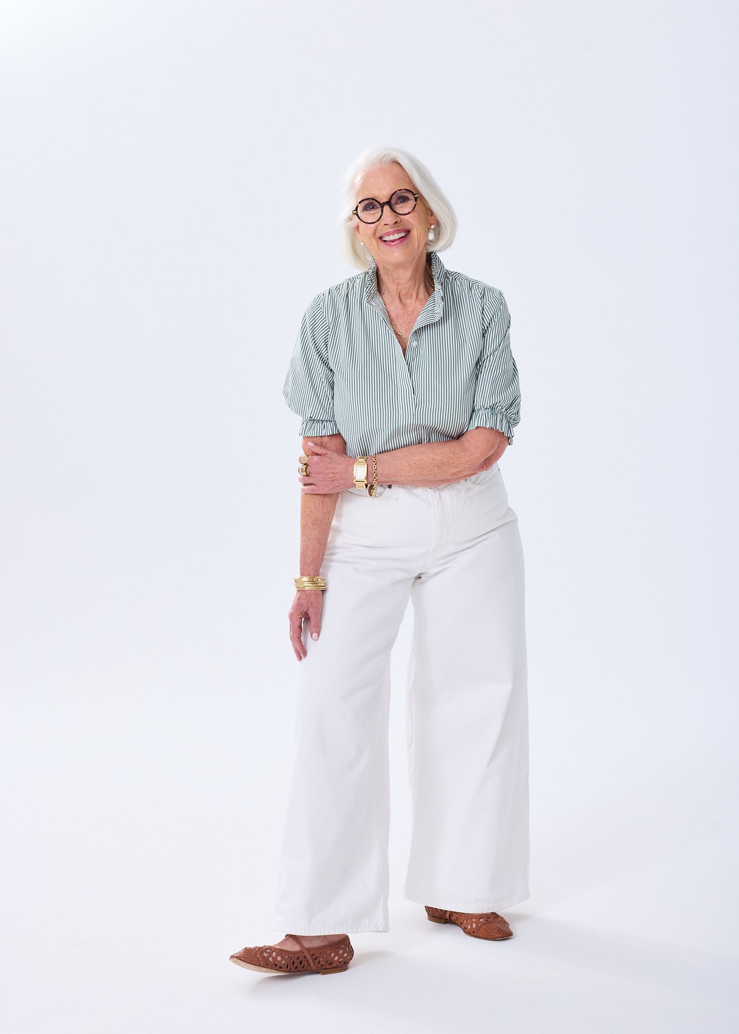 The Short Sleeve Ruffle Blouse - Striped – Alice Walk