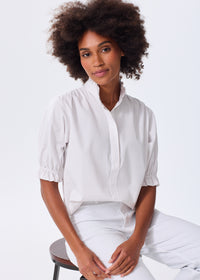 The Short Sleeve Ruffle Blouse - Striped - Discontinued Color