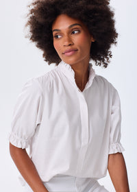The Short Sleeve Ruffle Blouse - Striped - Discontinued Color