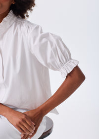 The Short Sleeve Ruffle Blouse - Striped - Discontinued Color