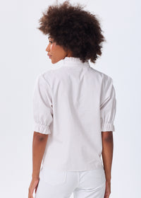 The Short Sleeve Ruffle Blouse - Striped - Discontinued Color