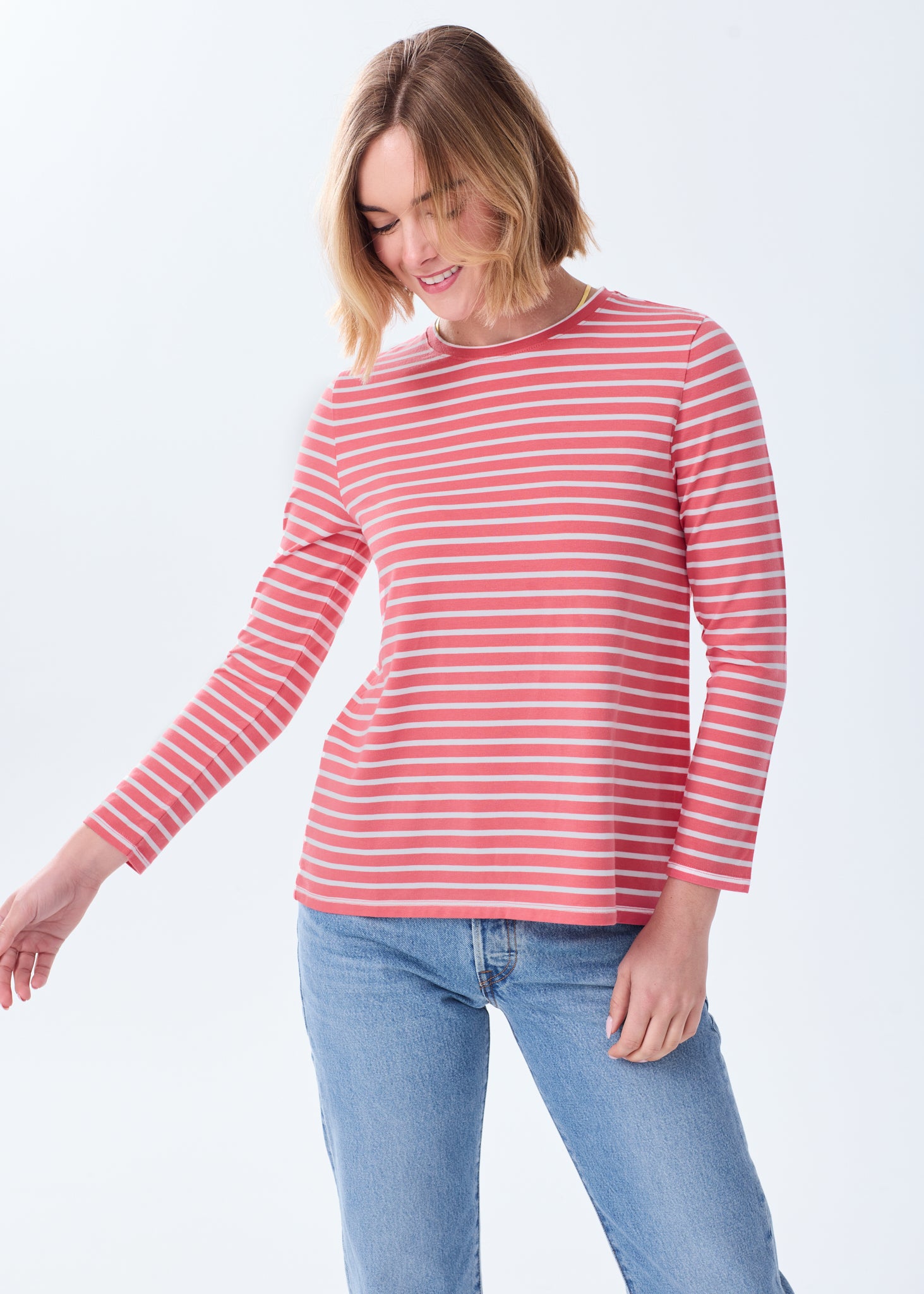Women's Soft Striped Three-Quarter Sleeve T-Shirt-Striped – Alice Walk