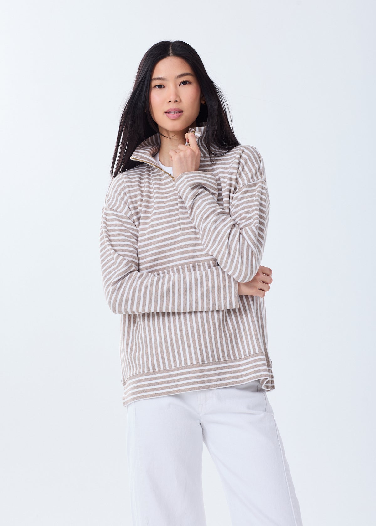 The Zip-Up Sweatshirt - Striped
