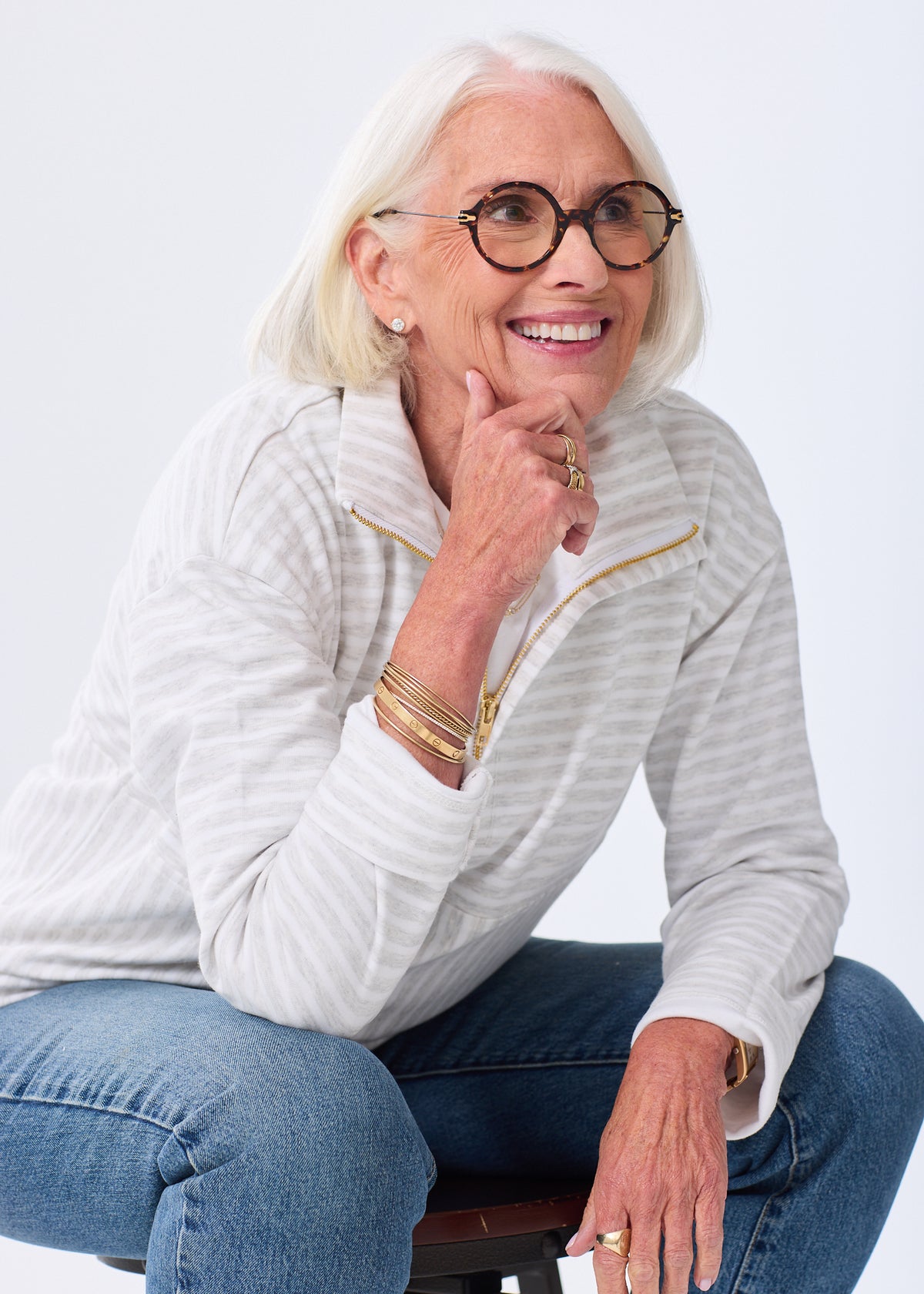 The Zip-Up Sweatshirt - Striped