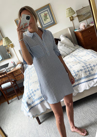 The Organic Cotton Gauze Shirt Dress - Striped - Discontinued Style